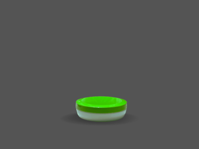 Cosmetic cream jar with green screw cap