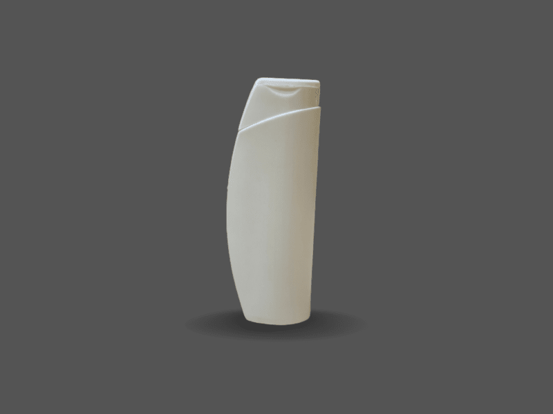 White plastic shampoo bottle with flip-top cap made by Trendy Packaging Ghana